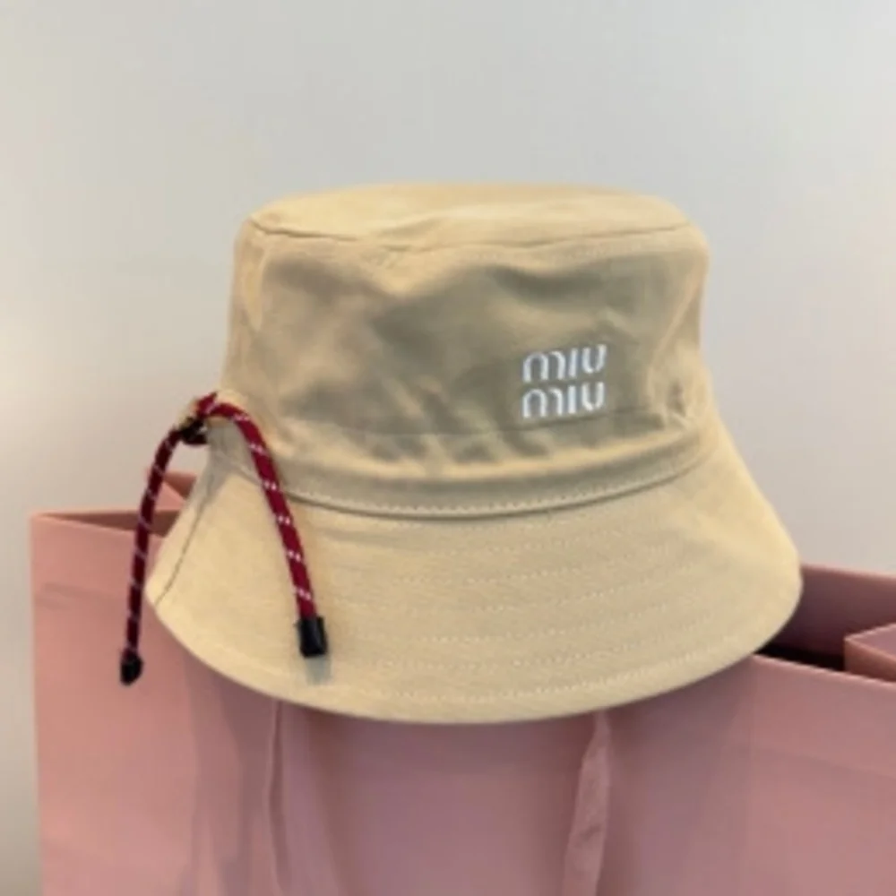 ☁️ Miu Miu ❀ Beige Bucket Hat ✧ Signature Logo